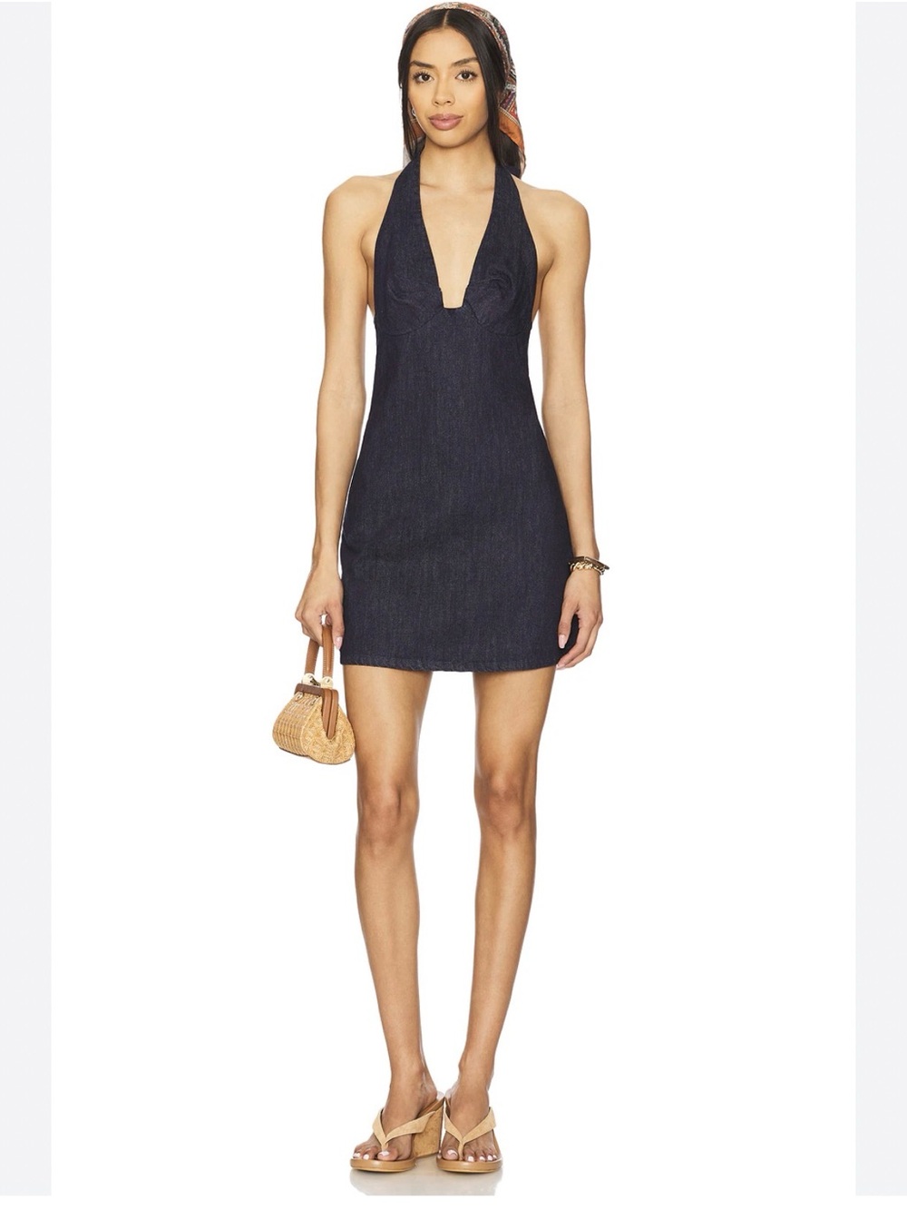 Free People denim Halter Mini Dress